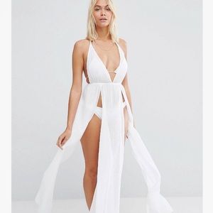 NWT: Wolf & Whistle Split Beach Maxi Dress Coverup